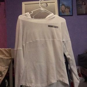 Pink long sleeve hooded shirt